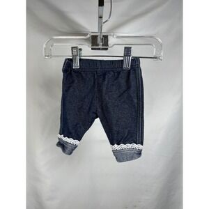 Baby Girls Dark Wash Denim Leggings Lace Trim CrochetJeggings6-9 Months RN120160